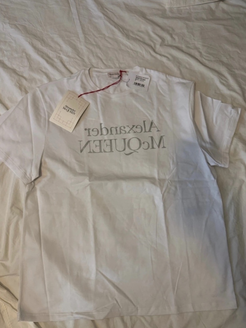 Alexander McQueen White T-Shirt with Gray Logo